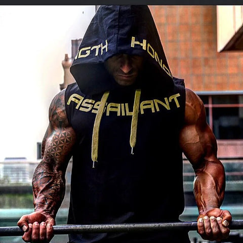 Men Gym Clothing Fitness Sleeveless hoodies Vests