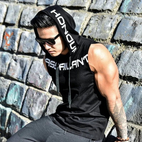 Men Gym Clothing Fitness Sleeveless hoodies Vests