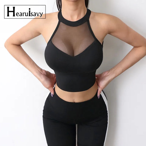 Summer Women Mesh Patchwork Sports Bra