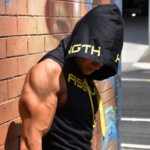 Men Gym Clothing Fitness Sleeveless hoodies Vests