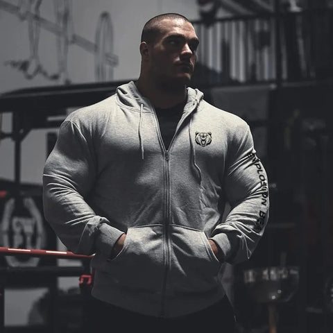 Men Running Training Jackets Bodybuilding Breathable Hoodie