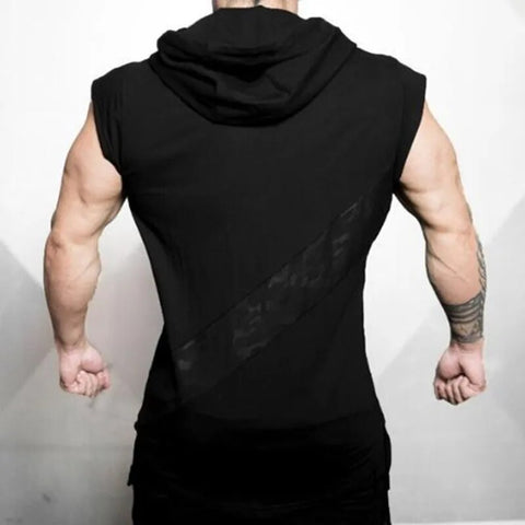 2023 Summer New Men Gym Clothing Sleeveless Sport Hoodie