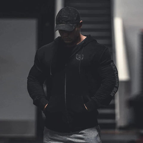 Men Running Training Jackets Bodybuilding Breathable Hoodie