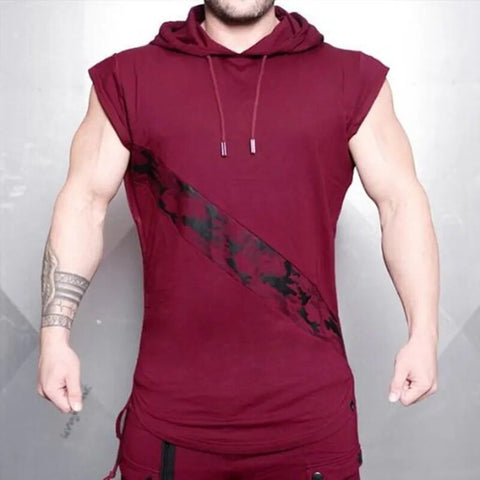 2023 Summer New Men Gym Clothing Sleeveless Sport Hoodie