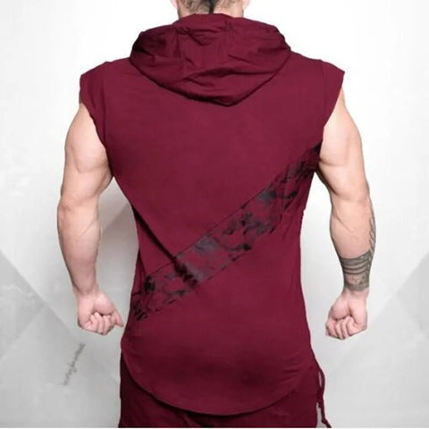 2023 Summer New Men Gym Clothing Sleeveless Sport Hoodie