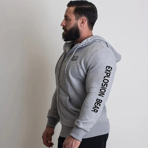 Men Running Training Jackets Bodybuilding Breathable Hoodie